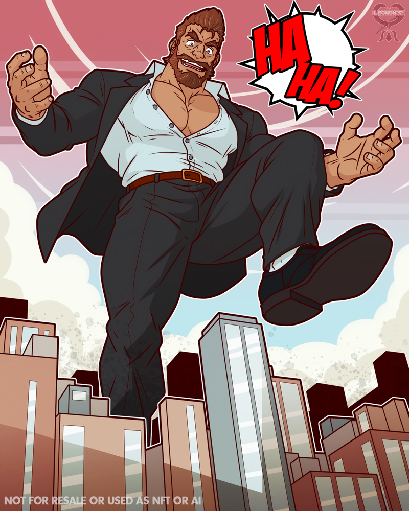 leomon32's tweet photo. I'll be honest, I wanted to draw the Dutch Giant (Olivier Richters) but I kinda derivated xD (It was a prank where he was in costume, as a bodyguard, so here goes a random beardy middle aged man in costume #bara #muscles #macrophile #giant #clothes #formal #costume #DutchGiant https://t.co/t5yuZbhvnf