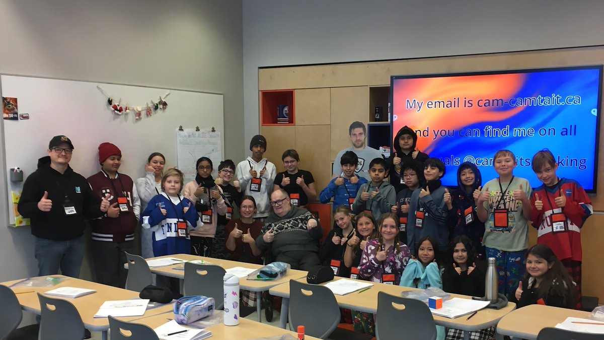 camtaitspeaking's tweet photo. Did another presentation at Rogers Place this morning for a Grade 6 class from Lago Lindo School — which, by the way, means “pretty lake” in Spanish.
And honestly? The name fits.
These kids were calm, bright, and surprisingly reflective… like a peaceful lake at sunrise.
Thanks!! https://t.co/eOLBbTFD3f