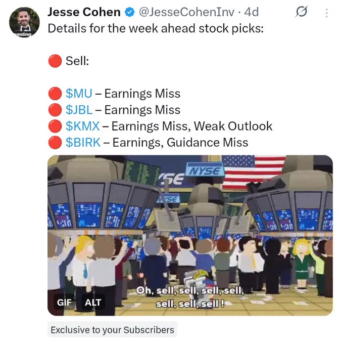 🚨 INVESTING : "Anche se ho sbagliato su $MU, ho guadagnato scommettendo contro $KMX e $BIRK: scopri le mie prossime scelte!"