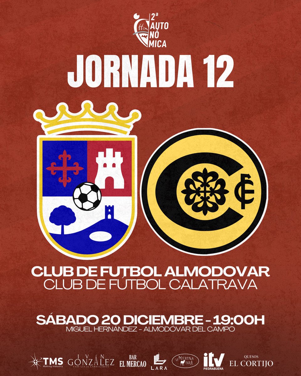 🏃𝐅𝐈𝐋𝐈𝐀𝐋

🏆 Jornada 12
🆚 CF Calatrava
🗓️ 20 Diciembre
⏰ 19:00H
🏟️ Miguel Hernández
🏠 Almodóvar del Campo

🪪 Socios: Gratis

🎟️ Entradas

👨🏻 Adulto - 5€
🧒🏻 Menores de 18 años - 3€