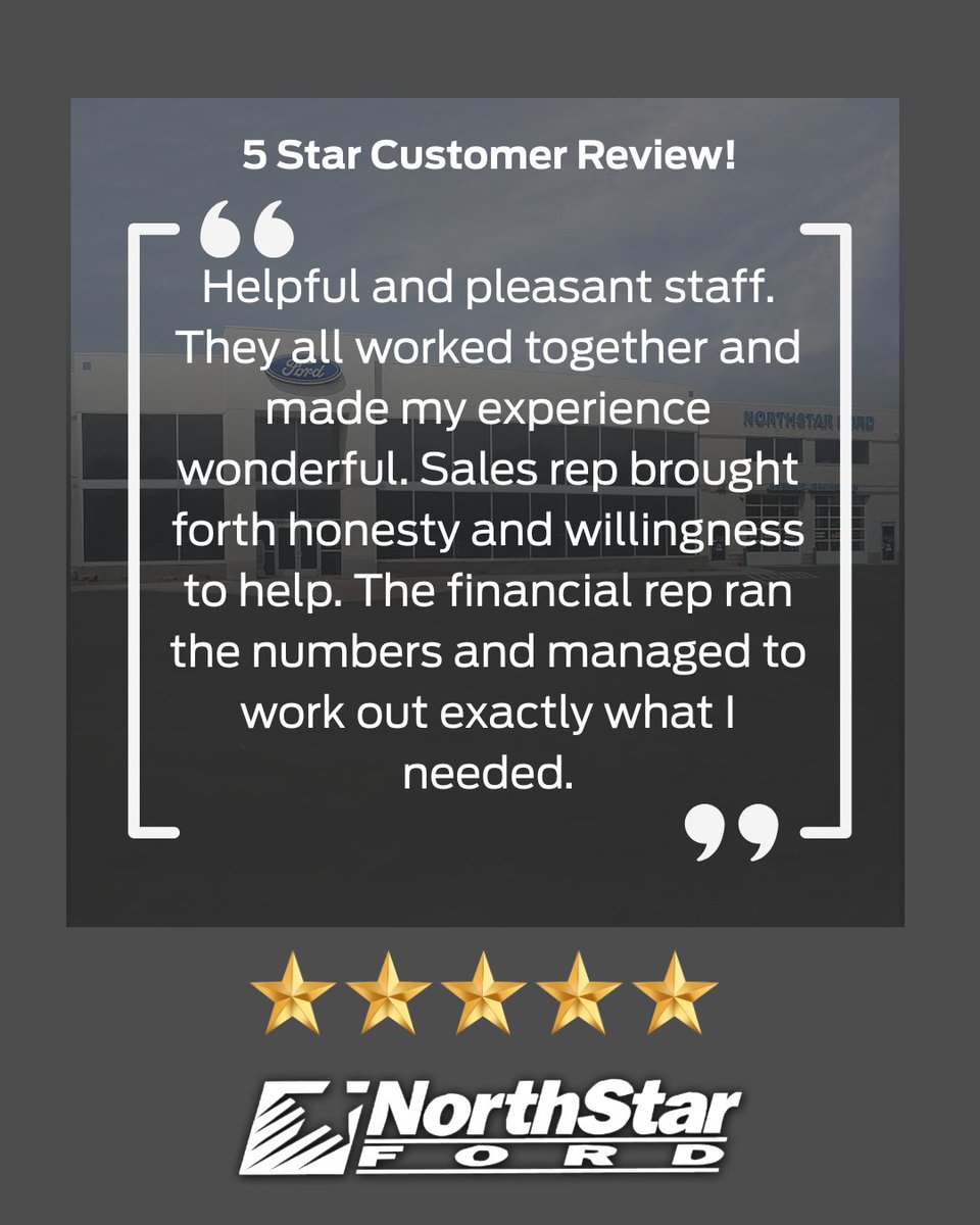 Another ⭐️⭐️⭐️⭐️⭐️ experience at NorthStar Ford! Thank you for trusting our team!

#NorthStarFord #Ford #Duluth #Minnesota #Twinports