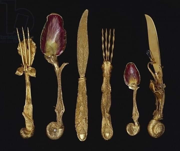 BiancoDavinci's tweet image. Cutlery designed by Salvador Dali, 1957