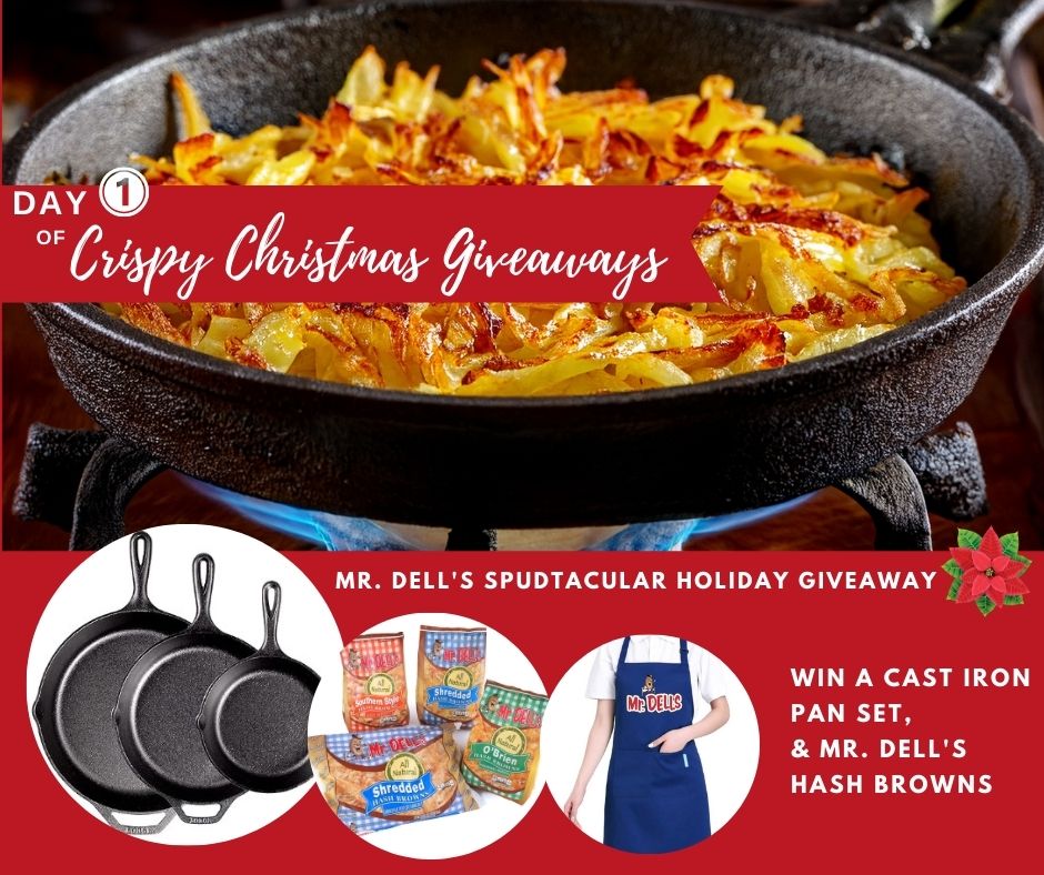 🎄🥔 Day 1 of Crispy Christmas 
Win a Cast Iron Pan Set + Mr. Dell’s Hash Browns — the secret to golden, extra-crispy hash browns! 
👉 Enter: woobox.com/przyp8
👍 Like + comment how you like your hash browns
👯 Tag a friend for bonus entries
🎁 Winner drawn Christmas Eve
