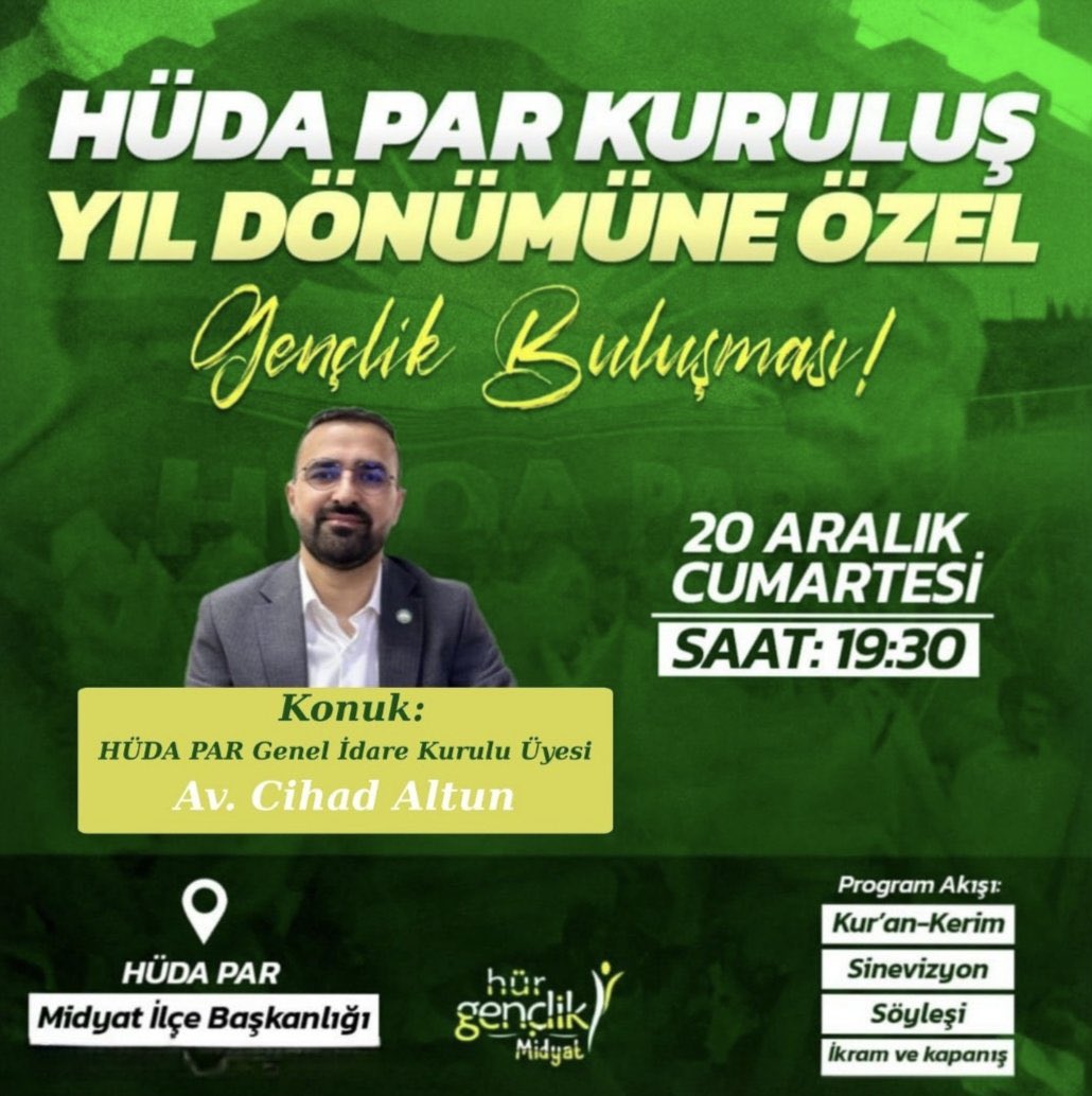 Hafta sonu Midyat Gençlik Kollarımızla olacağız.

Hayra vesile olur inşallah…