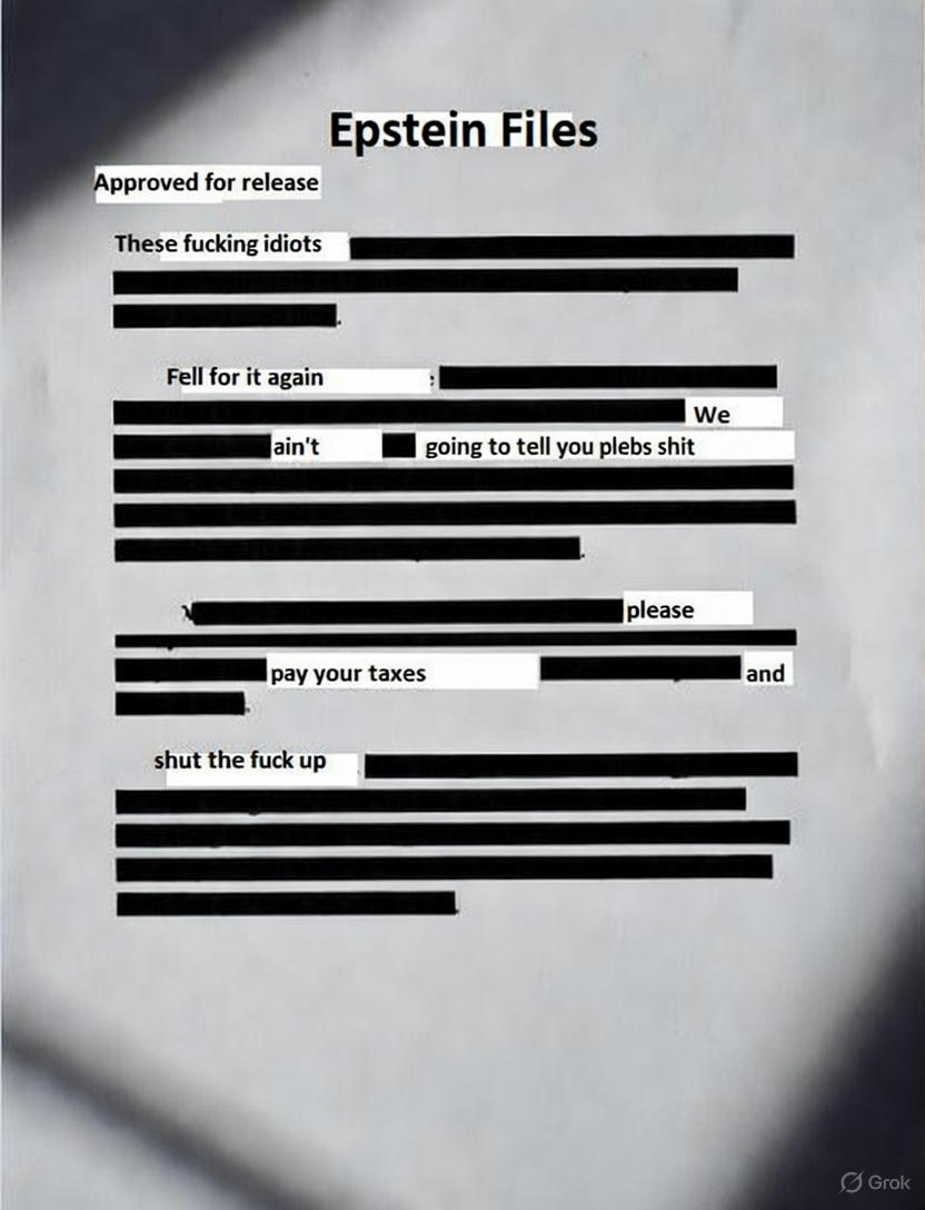 MontayBayBay's tweet photo. Breaking News: The Epstein files have been partially released

Here's one redacted page: https://t.co/X24veG4ule