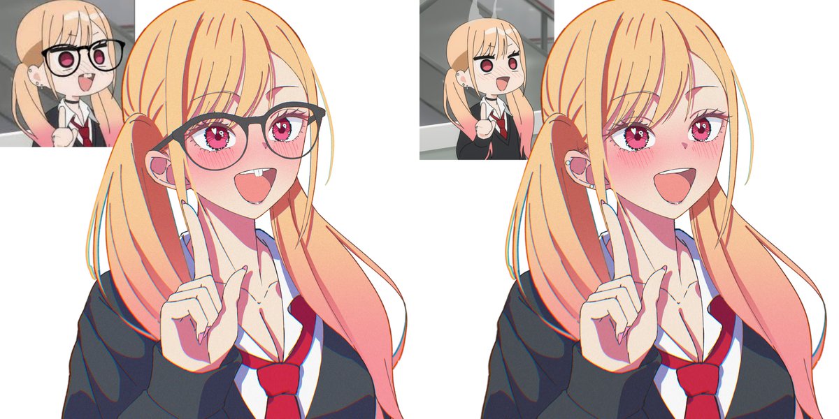 ///🤓///→///😃///
#着せ恋 #MyDressUpDarling