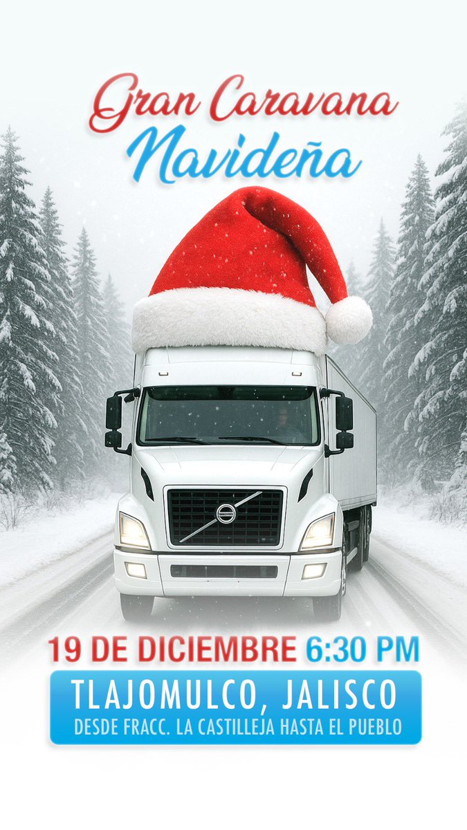 Hoy #CaravanaNavideña en el Pueblo de Tlajomulco 6:30pm🚛🎄🎁 <a href="/Trafico_ZMG/">TráficoZMGuadalajara</a> <a href="/GobTlajomulco/">Gobierno Tlajomulco</a>