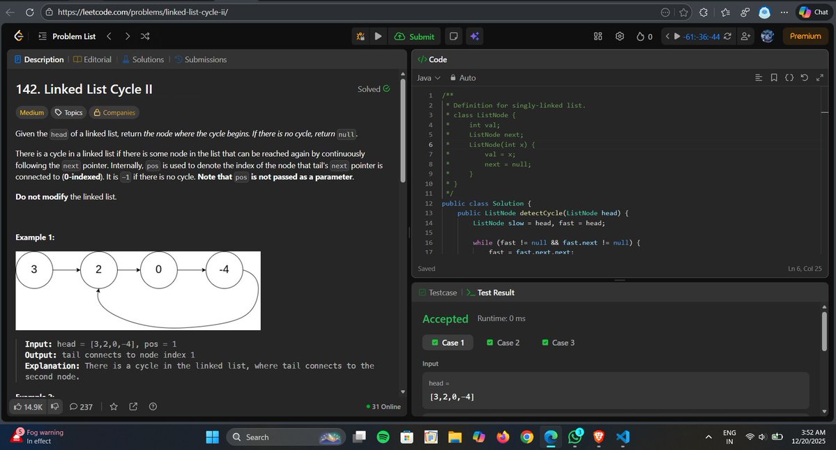 ankitgupta_79's tweet image. Day 64 of #100DaysOfCode 

📌Today’s Problems –          

142. Linked List Cycle II

#buildinpublic #LearnInPublic #letsconnect