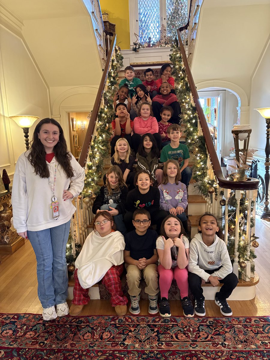 MissSterner's tweet photo. 2nd grade is in the Christmas spirit! ✨Today we got to create our own Mooseltoes 🫎 and visit the Warehime Myers Mansion to see their beautiful trees 🎄@HanStElem https://t.co/V2cKkDTQLZ