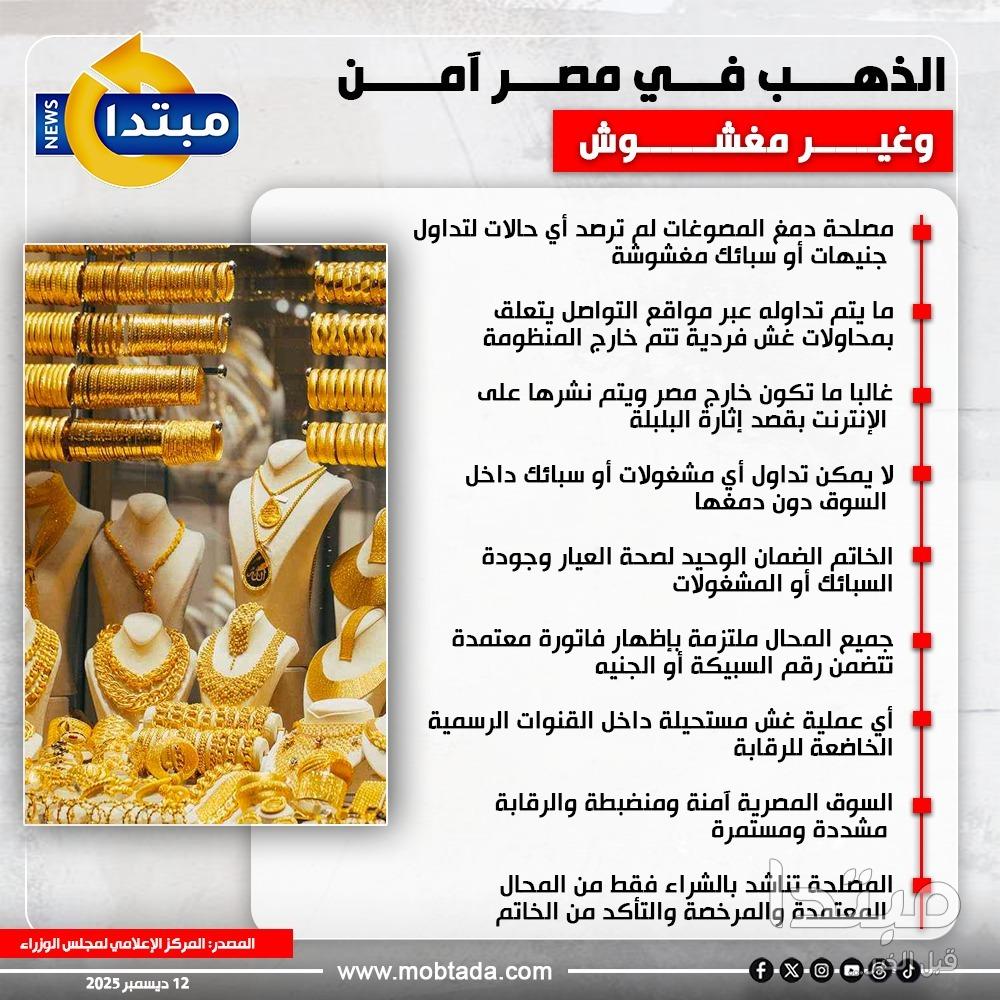 الذهب في مصر آمن وغير مغشوش 