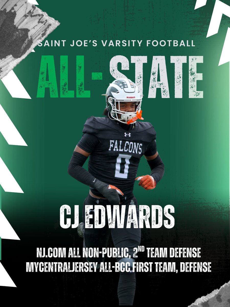 StJoesMetuchen's tweet image. Kudos to the following Saint Joseph Football players for being recognized as some of the best across New Jersey: 
Quarterback Justin Scaramuzzo '26, Defensive End CJ Edwards '26, Defensive Back Reggie Bropleh '26