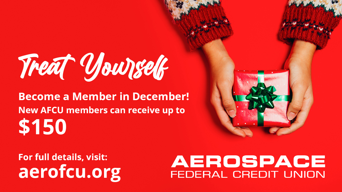 AerospaceFCU's tweet photo. New AFCU members can receive up to $150 by joining Aerospace Federal Credit Union in December 2025: https://t.co/oFxgP8Xlro https://t.co/jKyOREdeZh