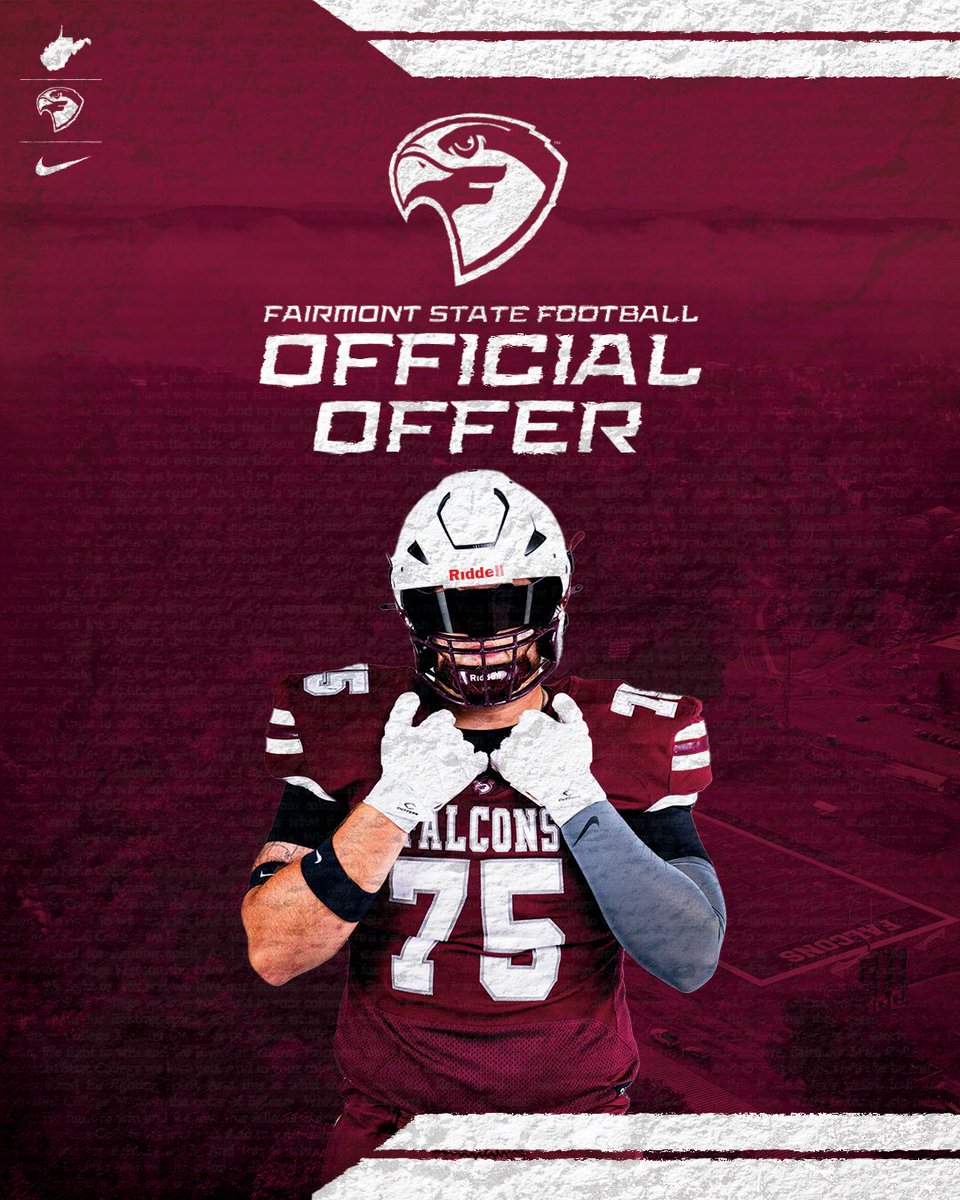 After a great talk with <a href="/CoachAdamWhite/">Adam White</a> I’m blessed to say I have received an offer from Fairmont State! <a href="/SFLionsFB/">South Fayette Football</a>