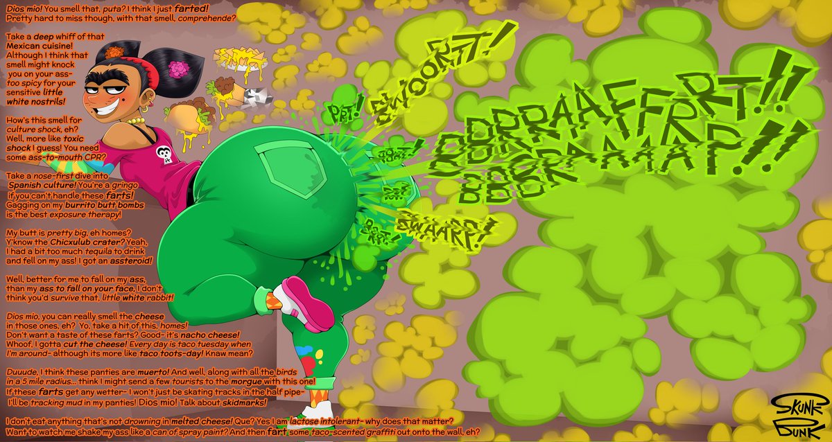 Frida Kahlo from Clone High ripping big booty farts! 

Really fun character design- and the first fart pic of her, I think!