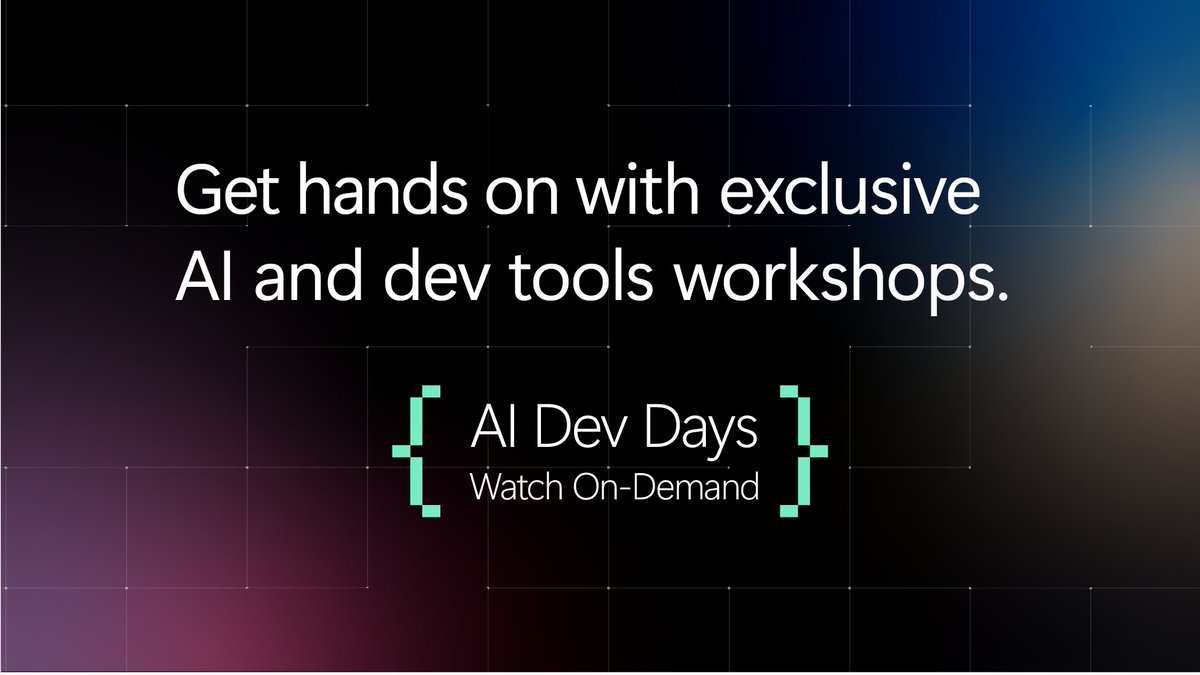 msdev's tweet image. Missed AI Dev Days? We’ve got you covered!
 
The on-demand sessions cover two days full of content, from building AI apps and agents with Microsoft Foundry, Azure, and MCP, to shipping faster with VS Code, Visual Studio, and GitHub Copilot. 
 
Catch up here:…