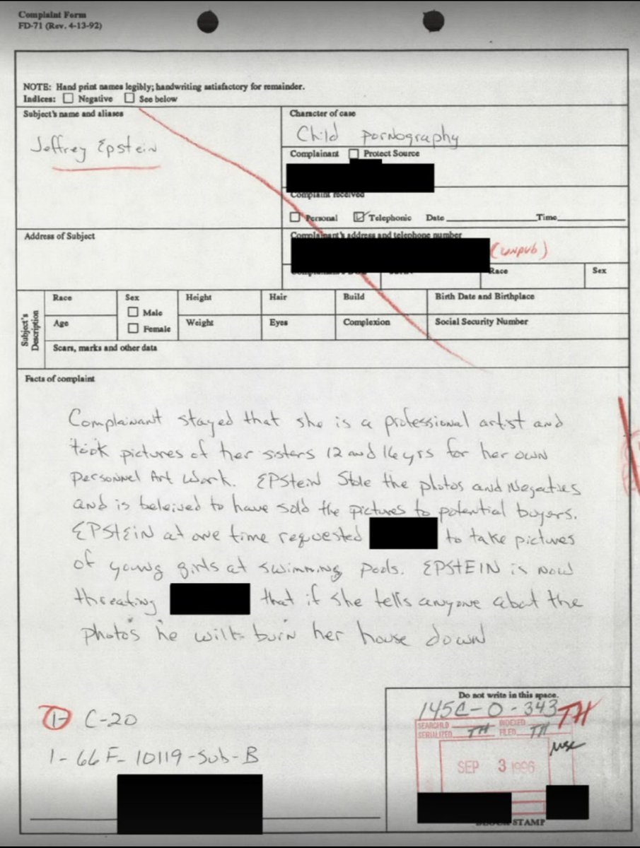 CarmenStuder's tweet photo. 🚨
Breaking News! 
My friend Maria Farmer who has endured hell from every direction had a miracle happen today. 
Here it is! 👇
PROOF SHE REPORTED EPSTEIN IN 1996
Like she’s claimed all these years! 
It was finally released. 
She found out today! 
History in the making! 
Congrats https://t.co/QFiQO0GuTs