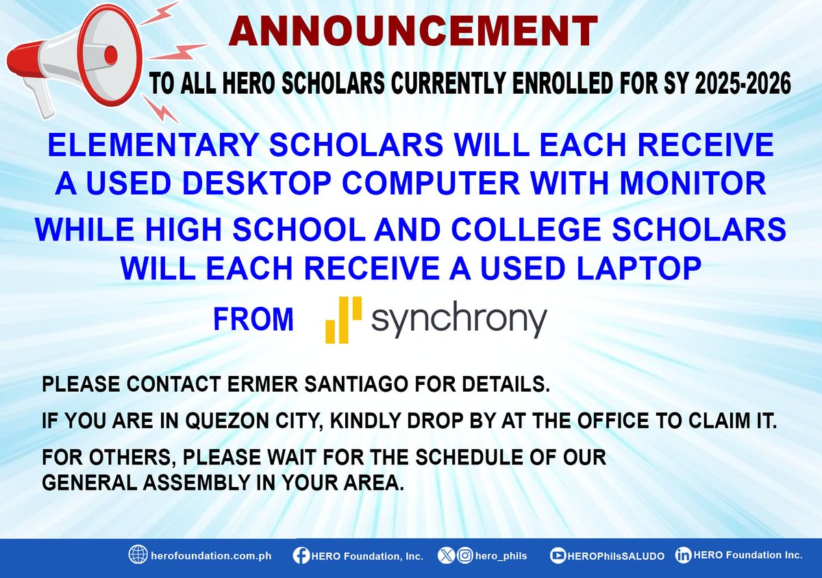 HERO_Phils's tweet image. TheHERO Foundation, Inc. is sincerely thankful to @synchrony Global Services Philippines, Inc. and Veterans Network for their generous donation of used desktops and laptops.
@TeamAFP @yourphilarmy @rophnavy  @PhilAirForce @AFPEBSO 
#Synchrony #SynchronyFinancial
‌