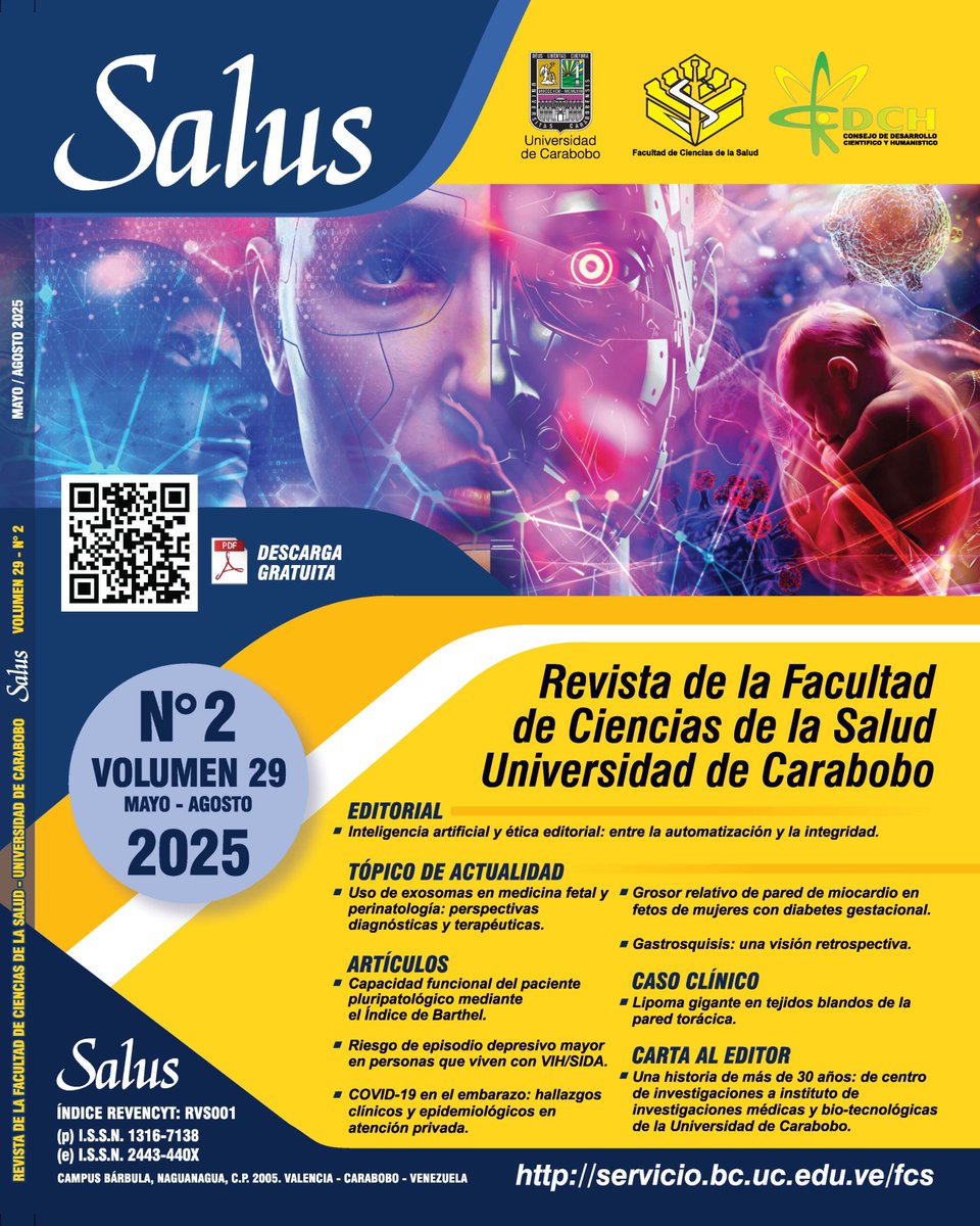 Revista SALUS, Volumen 29, Número 2, Mayo - Agosto 2025 de @fcs_uc @UCaraboboen el portal de Revistas  <a href="/RedBiblioUC/">Red Bibliotecas UC</a> servicio.bc.uc.edu.ve