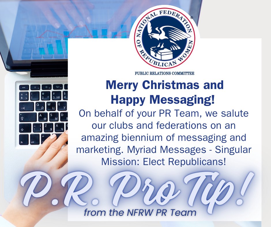 NFRW's tweet image. Whether you're new to social media, looking for content ideas, or need help understanding what’s appropriate or what’s not, these tips from your NFRW PR Team are here to help keep your group up front and on message!
#NFRW2025 #RepublicanWomenLead