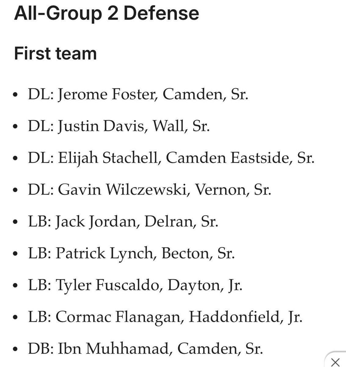 c_flanagan21's tweet image. Grateful to be selected as 1st team all group 2 linebacker.