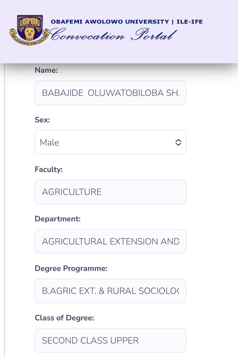 Did a thing a week ago
Thank you OAU !