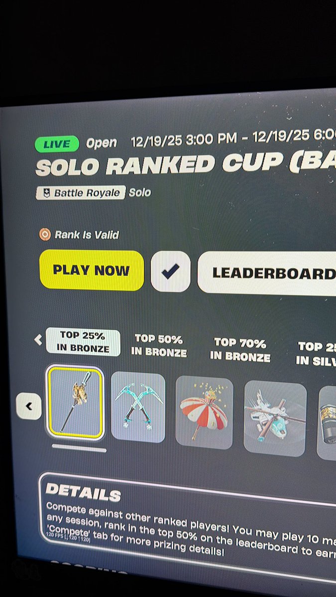 PR0VAAA's tweet photo. @FortniteStatus why can I play the solo ranked cup https://t.co/j70ff2gmJe
