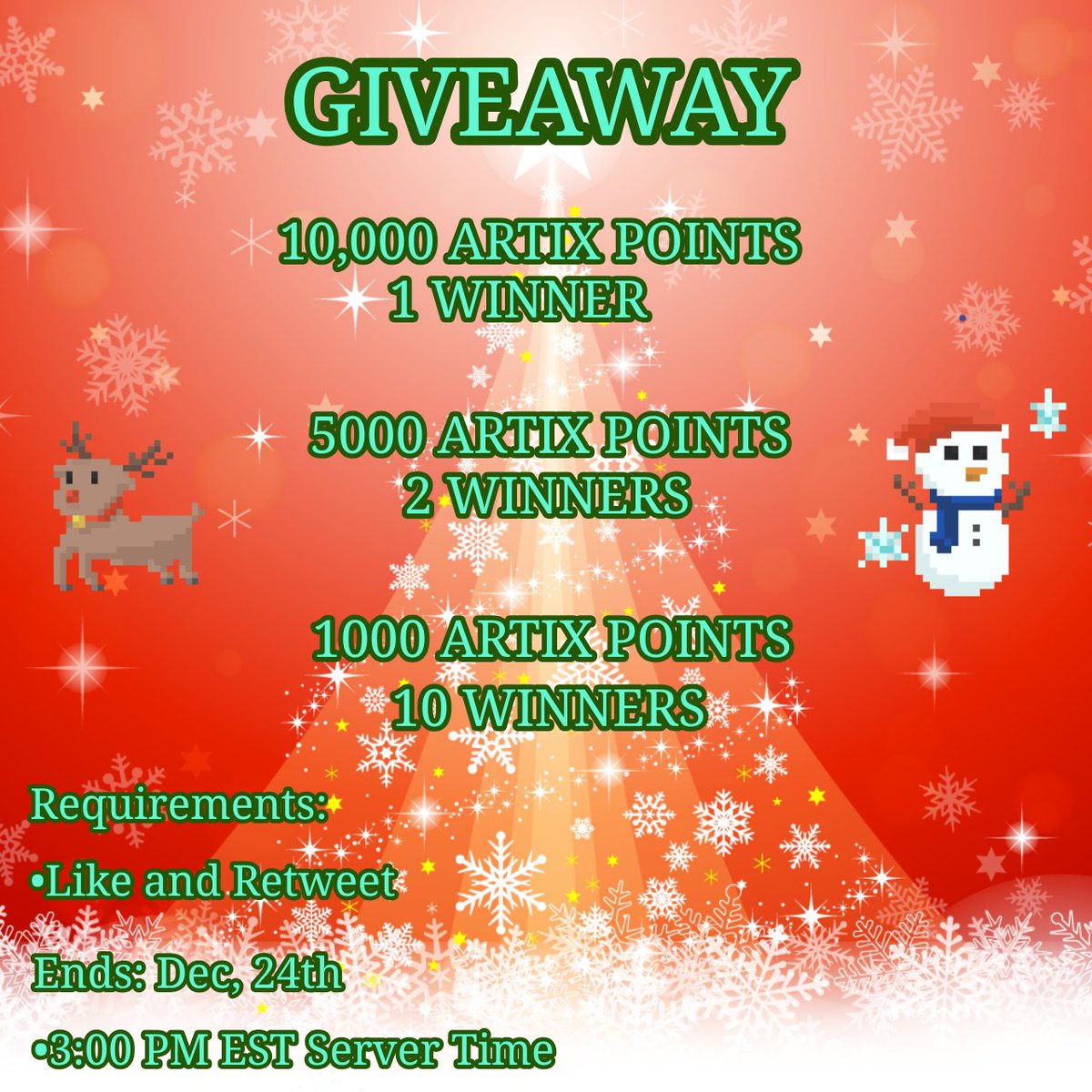 Soki_AE's tweet image. Happy Frostval to everyone!
I'm hosting a 10000, 5000, 1000 Artix Points Giveaway!
Good luck!
