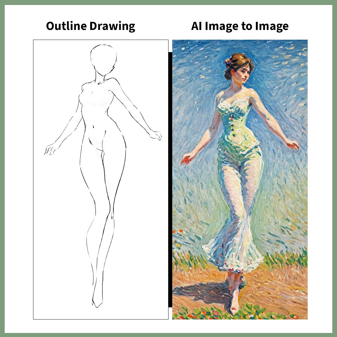🎨 From a Simple Outline to a Complete Art Piece — in Seconds.

Honestly, AI image generation today is mind-blowing.

 ➡️ A basic outline drawing
 ➡️ Converted into a fully styled, painterly artwork using AI image-to-image
 ⏱️ Time taken: almost 1 second