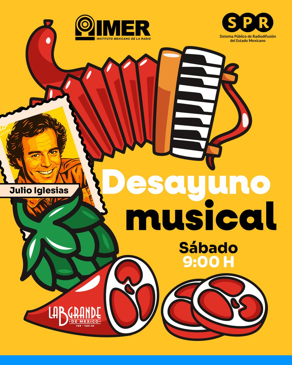 SPRMexico's tweet photo. Porque la audiencia lo pidió… 🎶
Esta emisión de @XEB1220AM está dedicada a una de las grandes figuras del espectáculo hispano: Julio Iglesias.
🔜 Un recorrido musical por las canciones que marcaron generaciones y siguen sonando en la memoria colectiva:
🎧 #DesayunoMusical
📅 Sábado 20 de diciembre, 9:00 h.
📻 1220 AM
🔗 https://t.co/vOqOOTx9vG
#UnidosPorLasAudiencias