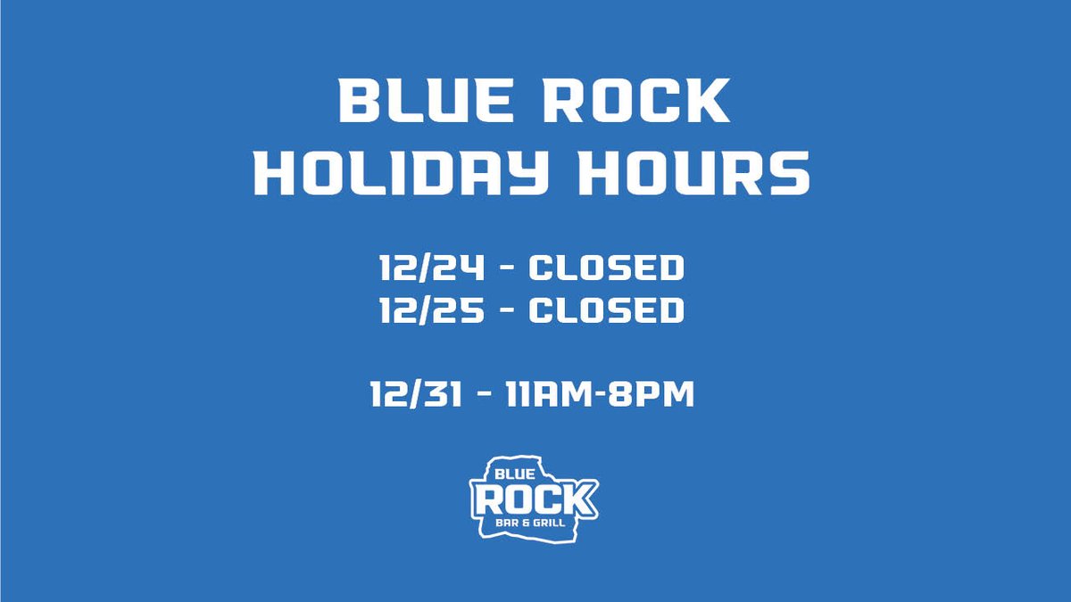 BlueRockSF's tweet photo. Blue Rock will have adjusted hours for the upcoming holidays.
https://t.co/ZPa5EBVvjt https://t.co/HfEt9s1tH4