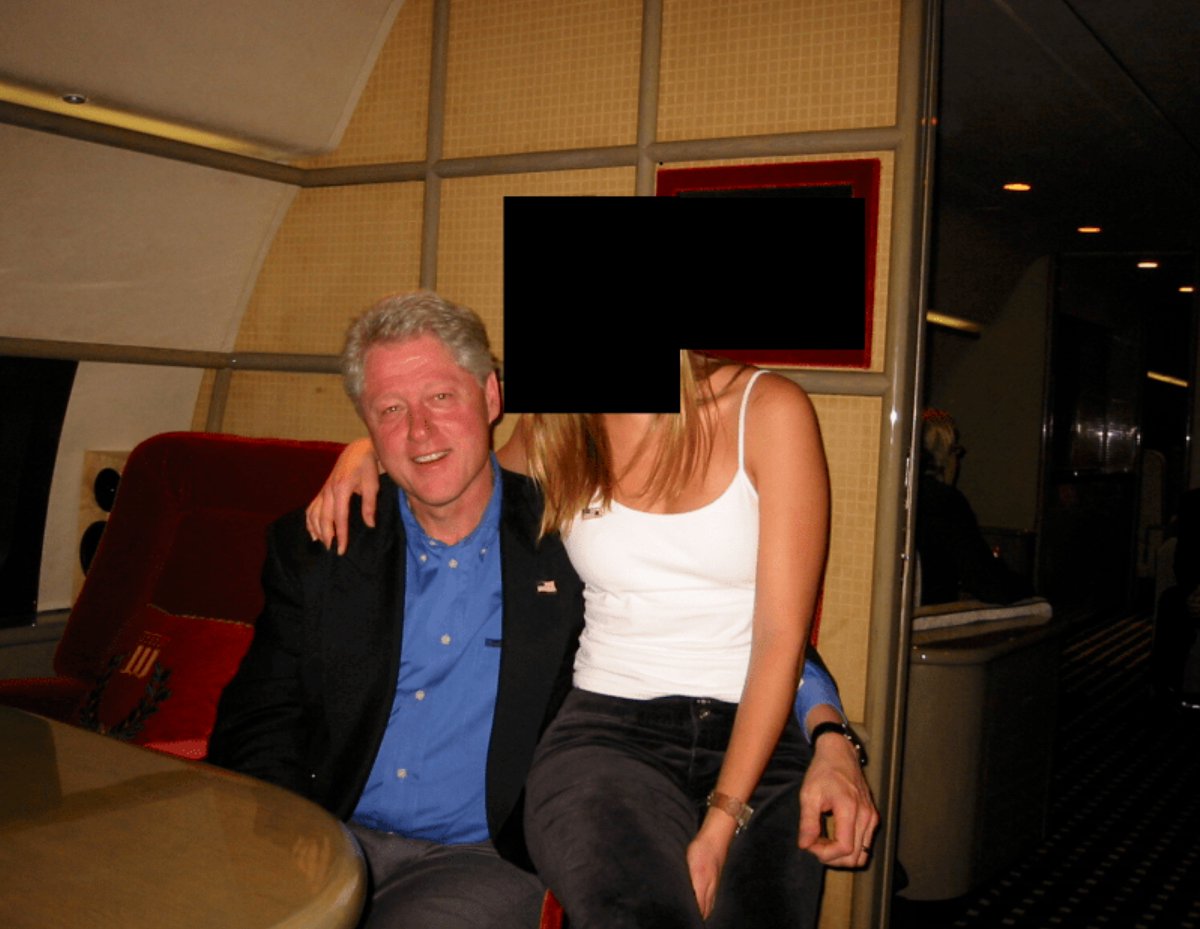 In the latest Epstein Files release: Bill Clinton on the Lolita Express with one of the victims sitting in his lap.