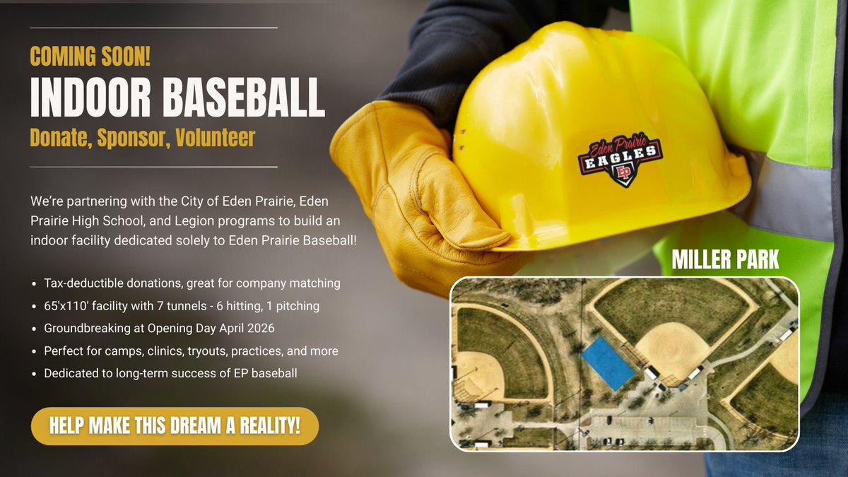 BaseballEP's tweet image. Exciting news for EP Baseball! ⚾ We’re launching a campaign to build our own indoor facility. Support the future of EP Baseball:
 epbaseball.com/events/2026-fu…