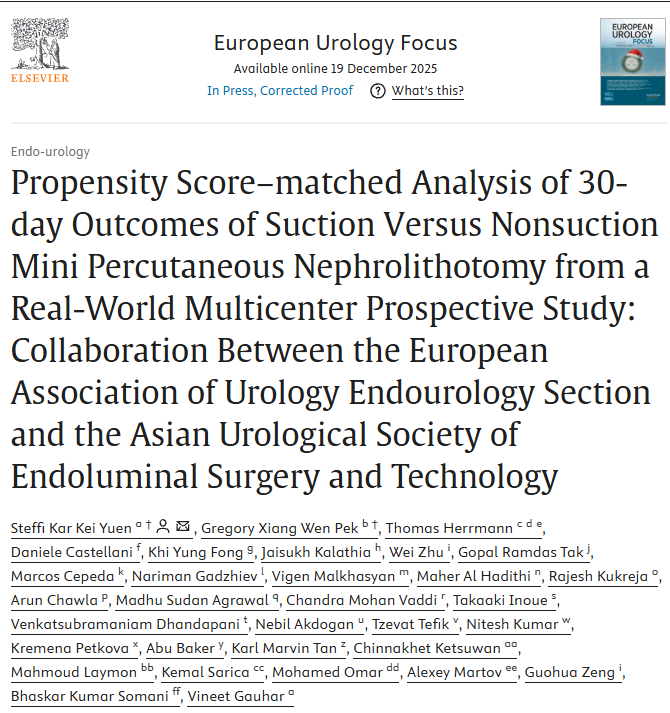 iamdockarl's tweet photo. Comparison of 30-day outcomes between S-mPCNL and NS-mPCNL

🔍 SFR similar: 85% vs 87%  
⏱ Shorter op time: 43 vs 57 min  
🩸 Less transfusion: 1.3% vs 3.6%  

#Surgery #Urology #Nephrolithotomy #Pub2Post https://t.co/77MN76b3FR

Christmas came early

@steffiyuen @trwherrmann @D_Castellani @Urologeman @DrVCMohan @tzevattefik @ChinnakhetKet @takatakaJinoue @drkemalsarica @Mohamedendourol @endouro @DocGauhar