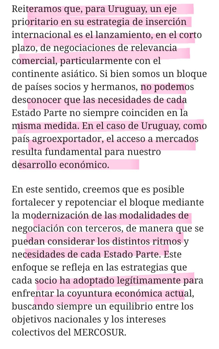 grielpapa's tweet image. Dos parrafos esenciales del discurso de canciller Lubetkin en el Csjo de Mercado Común del Mercosur.
Claves porque apuntan a Asia (destino esencial para la agroexportación) y claves porque da cuenta de la necesidad de q el Mercosur reconozca las urgencias del interés nacional