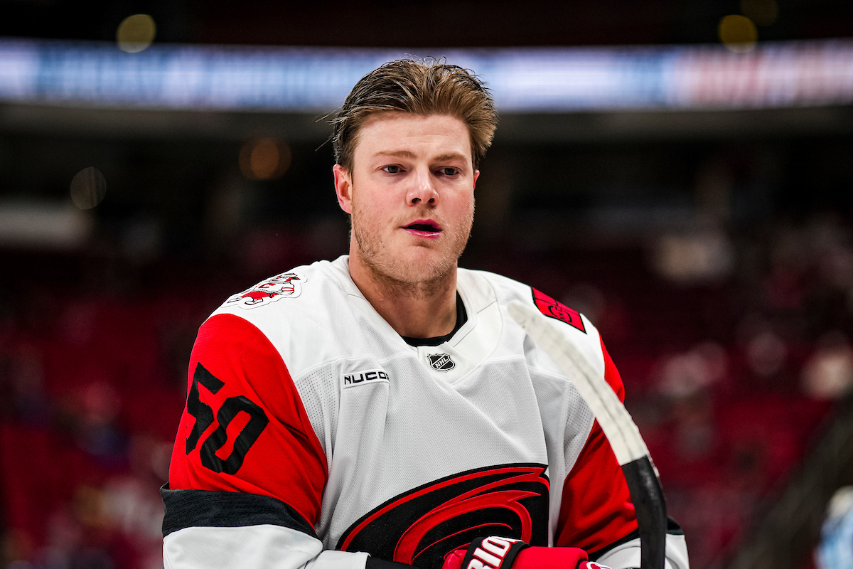 WaltRuff's tweet image. The #Canes during warmups in Sunrise -

Svechnikov - Aho - Jarvis
Ehlers - Stankoven - Blake
Carrier - Staal - Robinson
Hall - Jankowski - Kotkaniemi

Miller - Walker
Gostisbehere - Chatfield
Slavin - Nikishin
Reilly

Bussi
[Backup: Kochetkov]