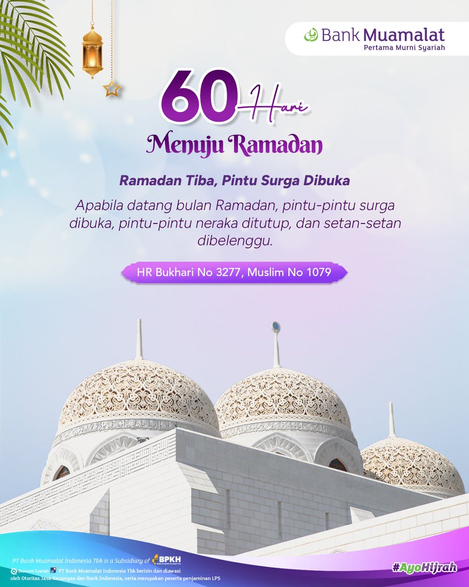 ✨ 60 Hari Menuju Ramadan ✨ Assalamualaikum, BMers! Perlahan kita mendekati  masa yang begitu dirindukan... Waktu ketika setiap langkah ibadah terasa  lebih mudah, hati lebih lapang, dan pintu kebaikan terbuka luas. Semoga