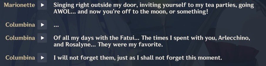 hertadolll's tweet image. I want to talk about how nice this scene was for Columbina. Before she was unable to recognize her place in relationships &amp;amp; always felt distant from everyone else. Now she is able to recognize &amp;amp; genuinely convey her feelings directly to Sandrone &amp;amp; is even able to give her a hug