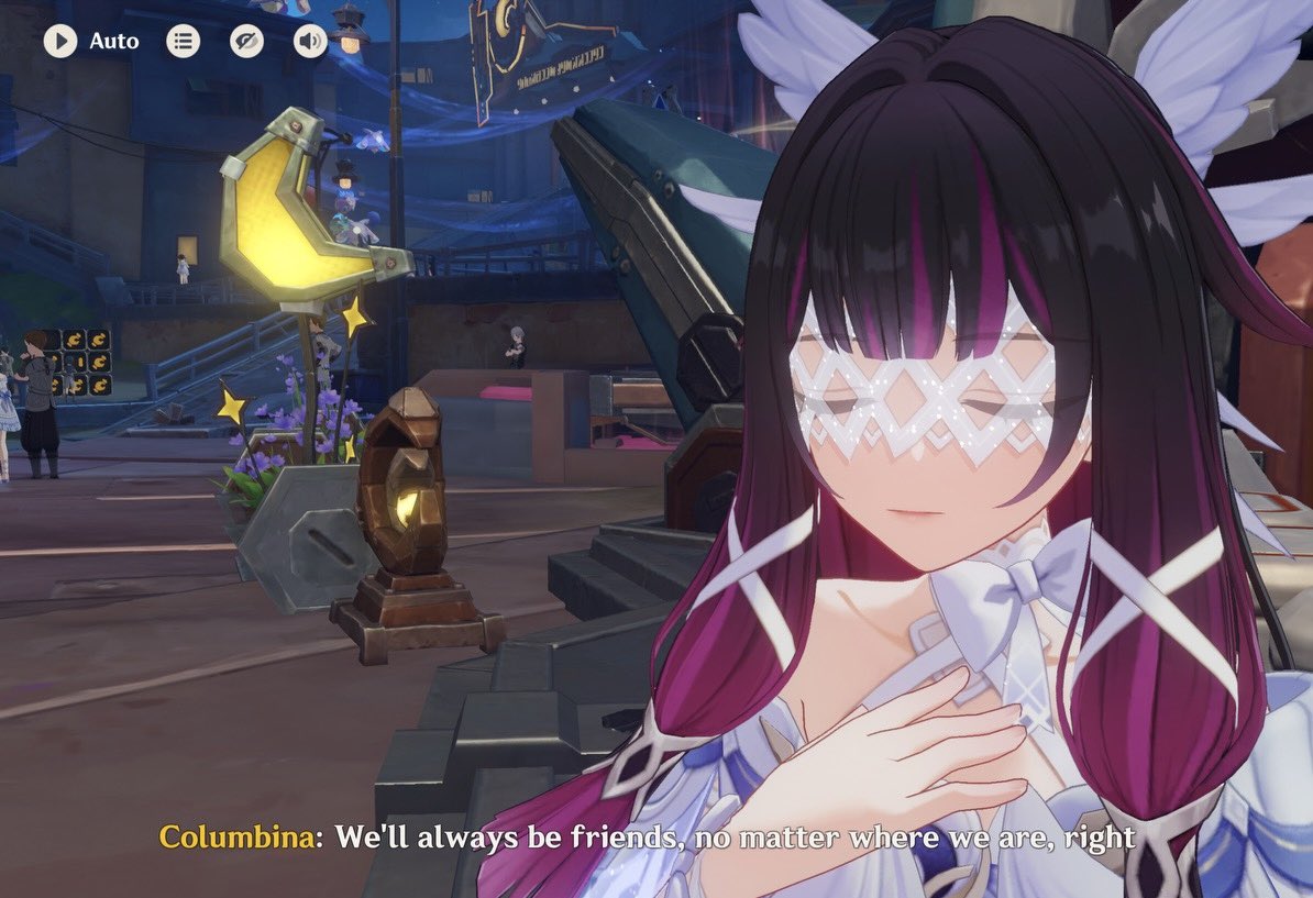 hertadolll's tweet image. I want to talk about how nice this scene was for Columbina. Before she was unable to recognize her place in relationships &amp;amp; always felt distant from everyone else. Now she is able to recognize &amp;amp; genuinely convey her feelings directly to Sandrone &amp;amp; is even able to give her a hug