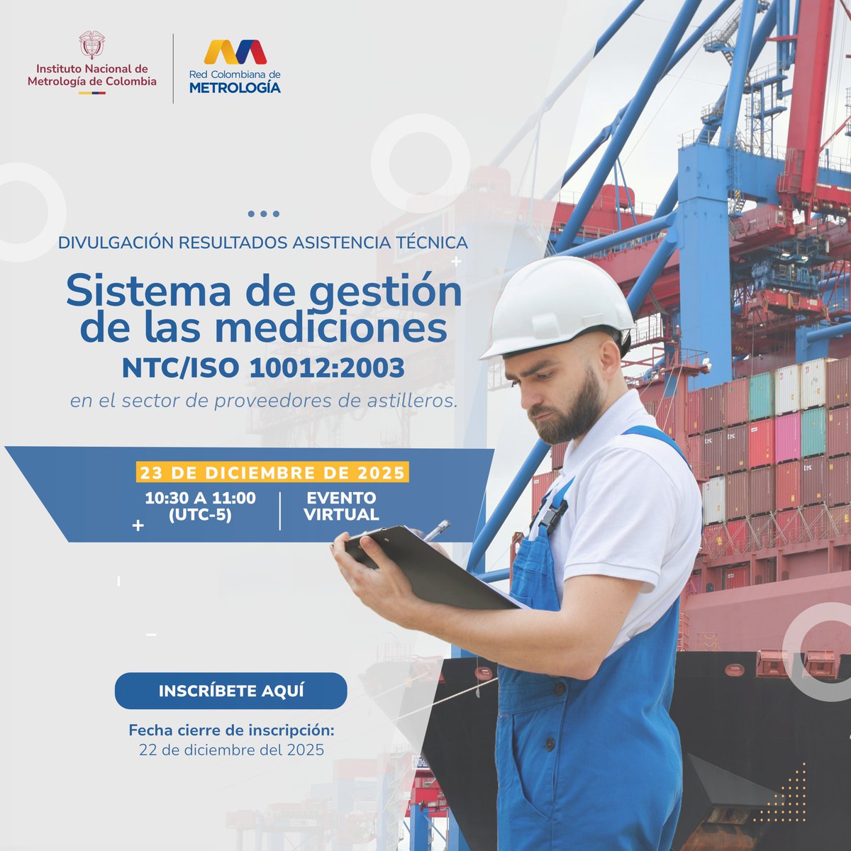 Te invitamos a este webinar que realizará la #RCM del <a href="/INMdeColombia/">Instituto Nacional de Metrología - INM de Colombia</a>, será un espacio técnico para dar a conocer los resultados obtenidos, las brechas identificadas y las líneas de acción proyectadas para 2026. Inscríbete aquí:  forms.office.com/r/VXrUMbSg7i
