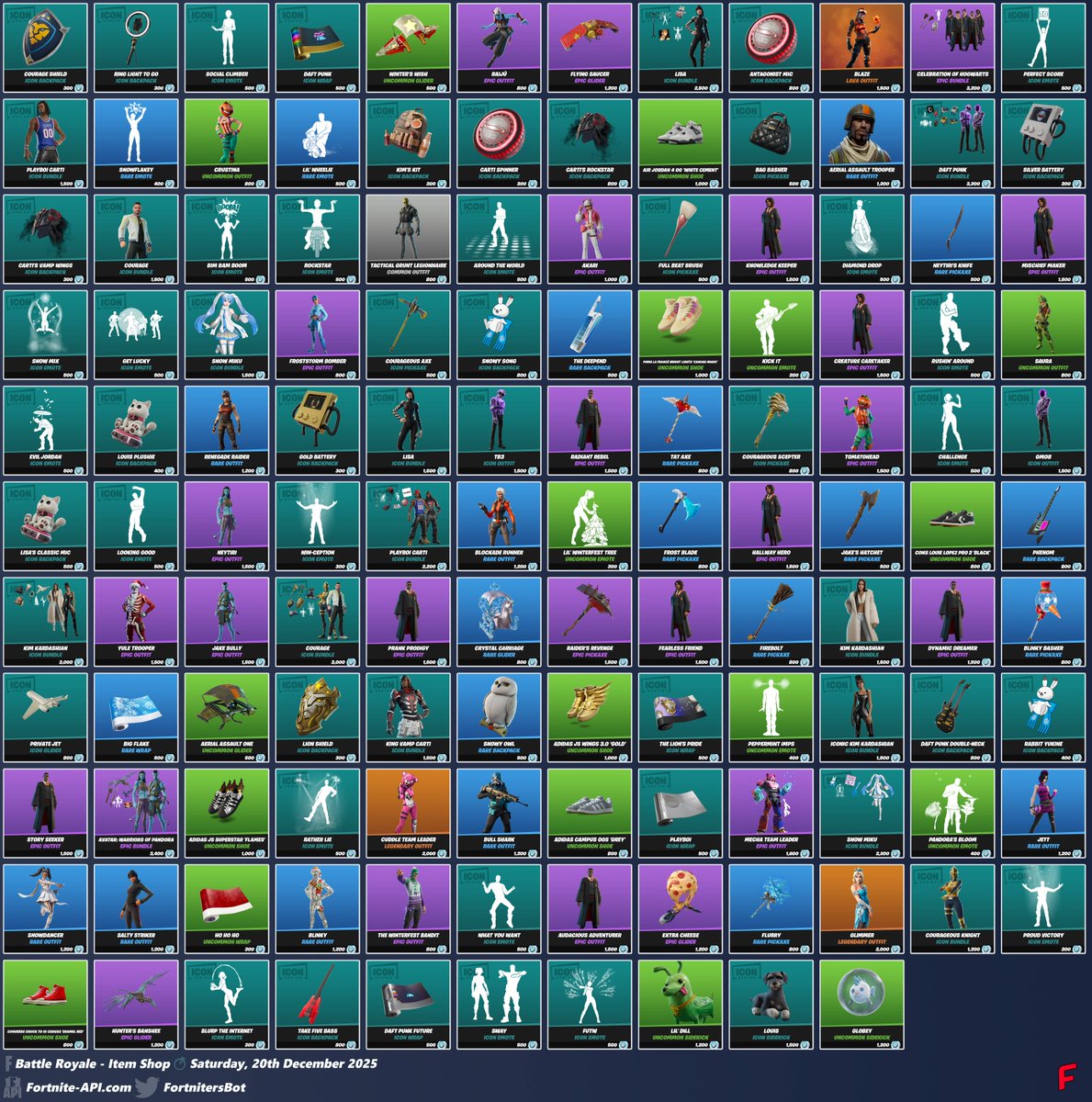 FortnitersBot's tweet image. #Fortnite Battle Royale - Item Shop • 20th December 2025
