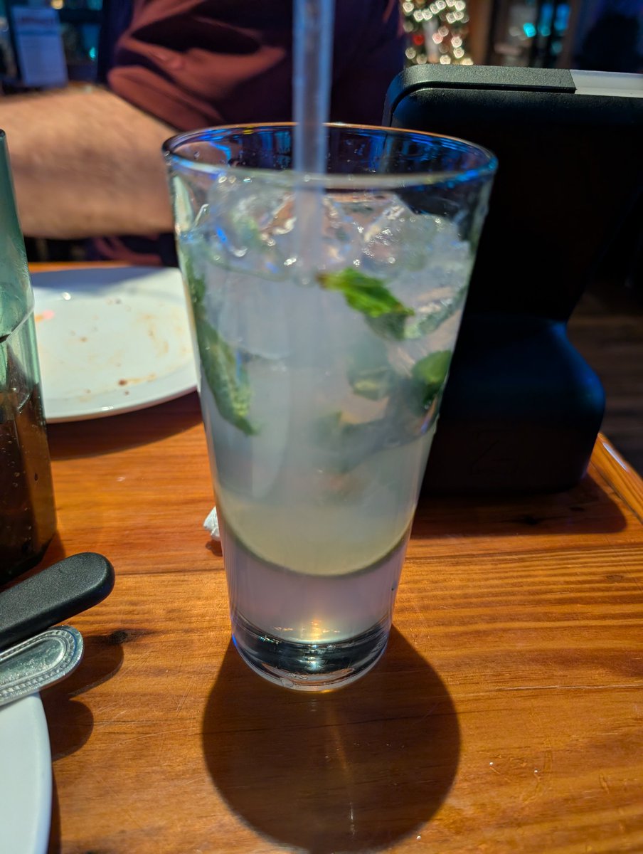 SquareOneYT's tweet image. At a work Christmas outing. Free food and drinks are always welcome. And I get this mojito on the company dime. 😁