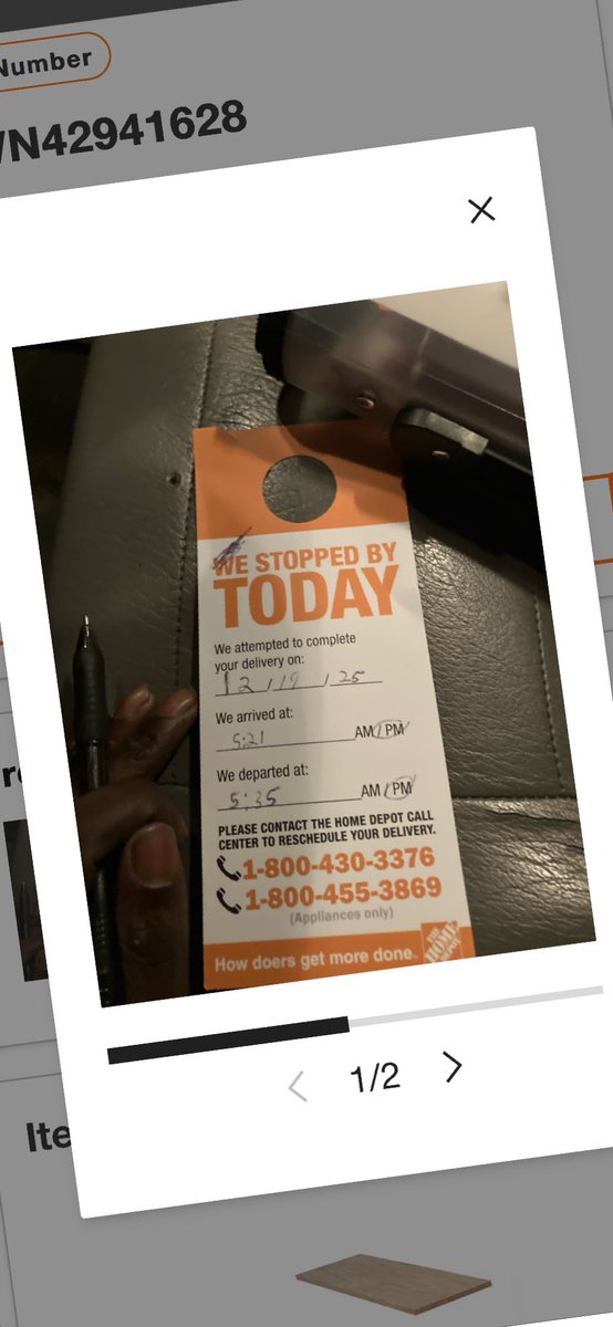 ScarelettRed's tweet image. Hey @HomeDepot what the hell?  Gate was open, we were home.  Been waiting on this for a week.  Shows delivered but left this call tag?  What were they doing at the end of the driveway during the this time??