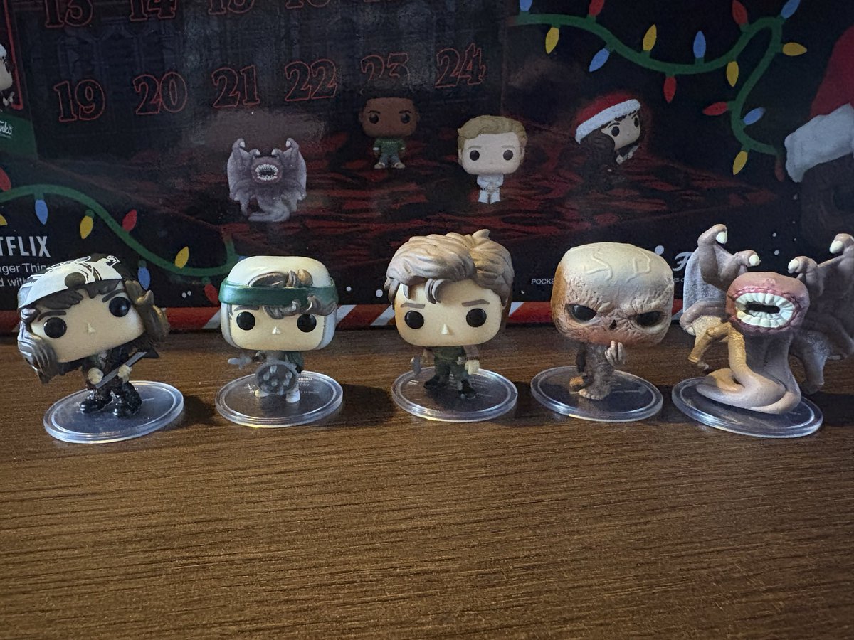 UpsideDownGSM's tweet image. Here are the #StrangerThings #Funko figurines we’ve unboxed in our advent calendar so far.