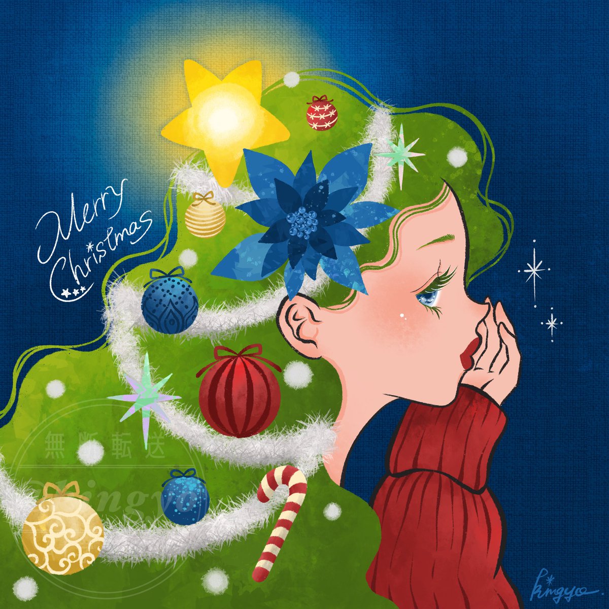 「🌟✴︎🎄✴︎🌟」　-再掲-

#イラスト #illustration
#クリスマスイラスト