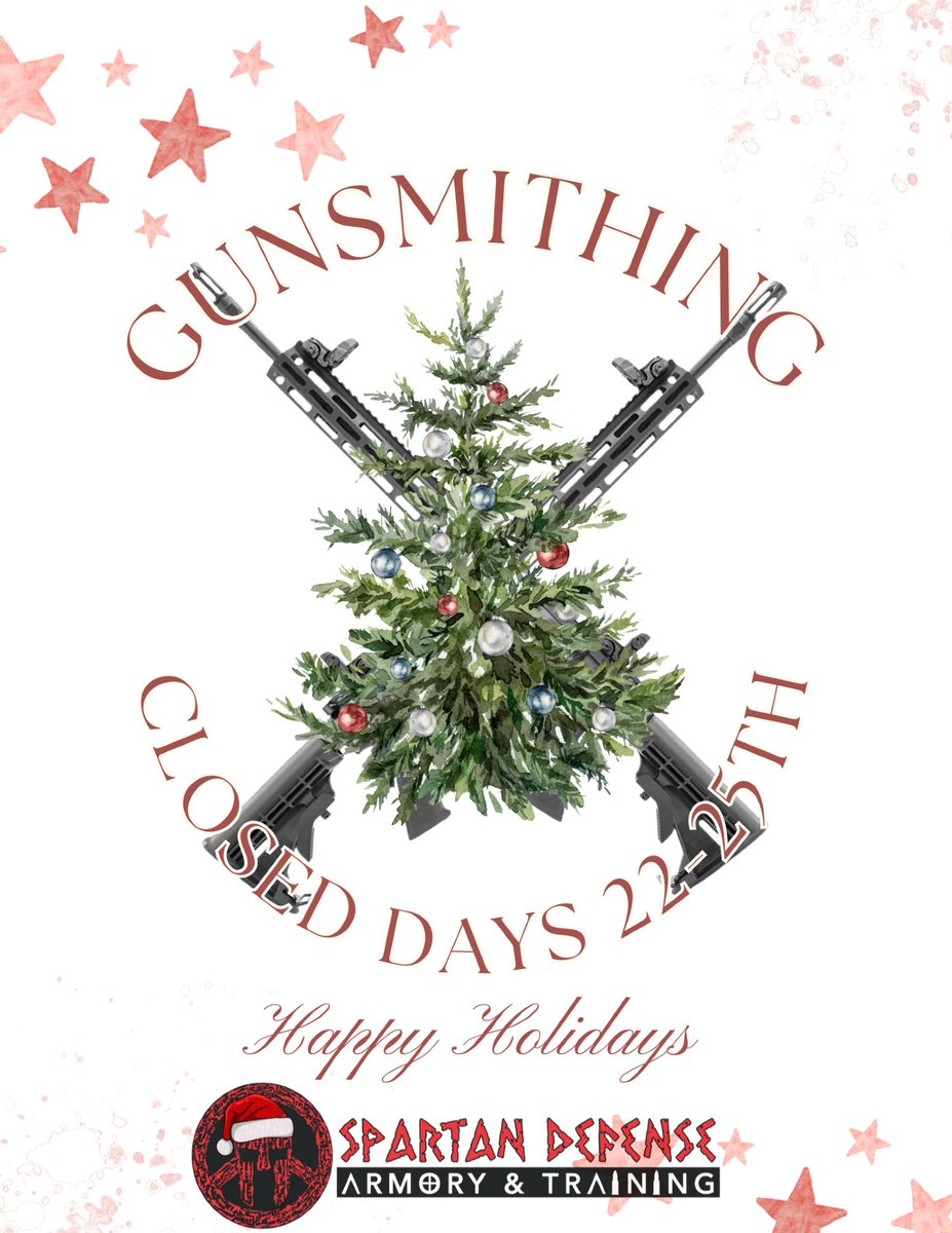 ATTENTION!! Gunsmithing will be CLOSED from 22nd through the 25th and reopen on the 26th for the holiday!