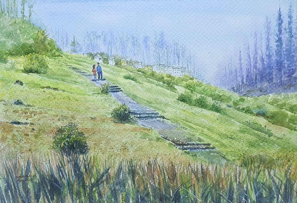 artbymra's tweet photo. Step Meadow, watercolours on handmade paper chitrapat 400gsm 14 x 10 inch #watercolourpainting #watercolorartist #aquarellepainting #aquarela #artistoninstagram #artbymra #artbymranand https://t.co/tzDSAVFraA