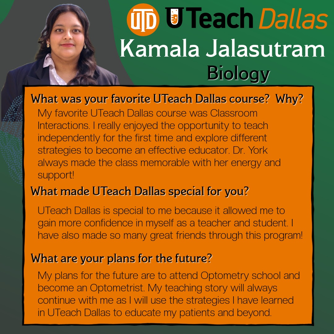 UTeachDallas's tweet photo. Celebrating our #UTeachDallas F25 STEM Ed Minor #utdgrad starting w Biochemistry &amp; Biology majors. 
Noah &amp; Vanton will teach spring 26 - @Coppellisd &amp; #GarlandISD.
Kamala is starting ophthalmology medical school; &amp;  Ashley at UTD in neuroscience research.
#uteachalumni #utdalumni https://t.co/cZYpBgH38L
