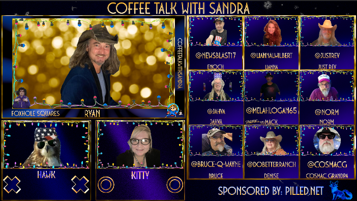 CTWSandra's tweet image. FoxHole Squares | Season Two, Episode Ten | Sandra, Ryan and Starring MacksForce 9:00 pm Est

Your Host...Ryan @MAGA_Punch
Starring... Mackforce @melahlogan65

"Guest" Squares...

Lianna Wilbert @LiannaWilbert
Norm @Norm
BruceQWayne BruceQWayne

"Regular" Squares
Enoch