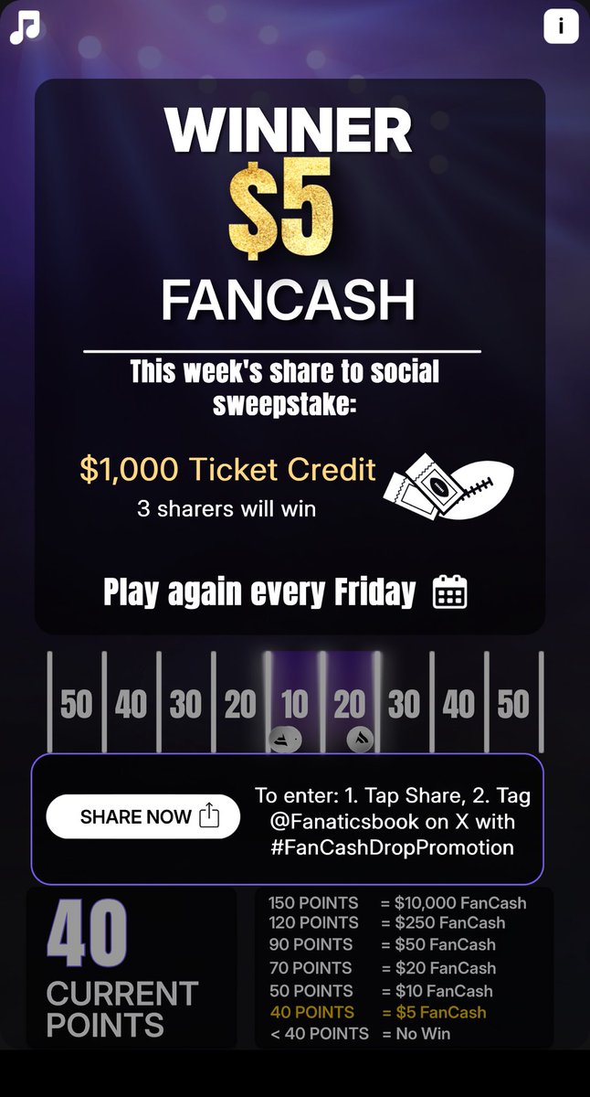 Play the #FanCashDropPromotion today

⁦<a href="/FanaticsBook/">The Home of FAIR PLAY™</a>⁩  fanatics.onelink.me/5kut/p6fykbjo