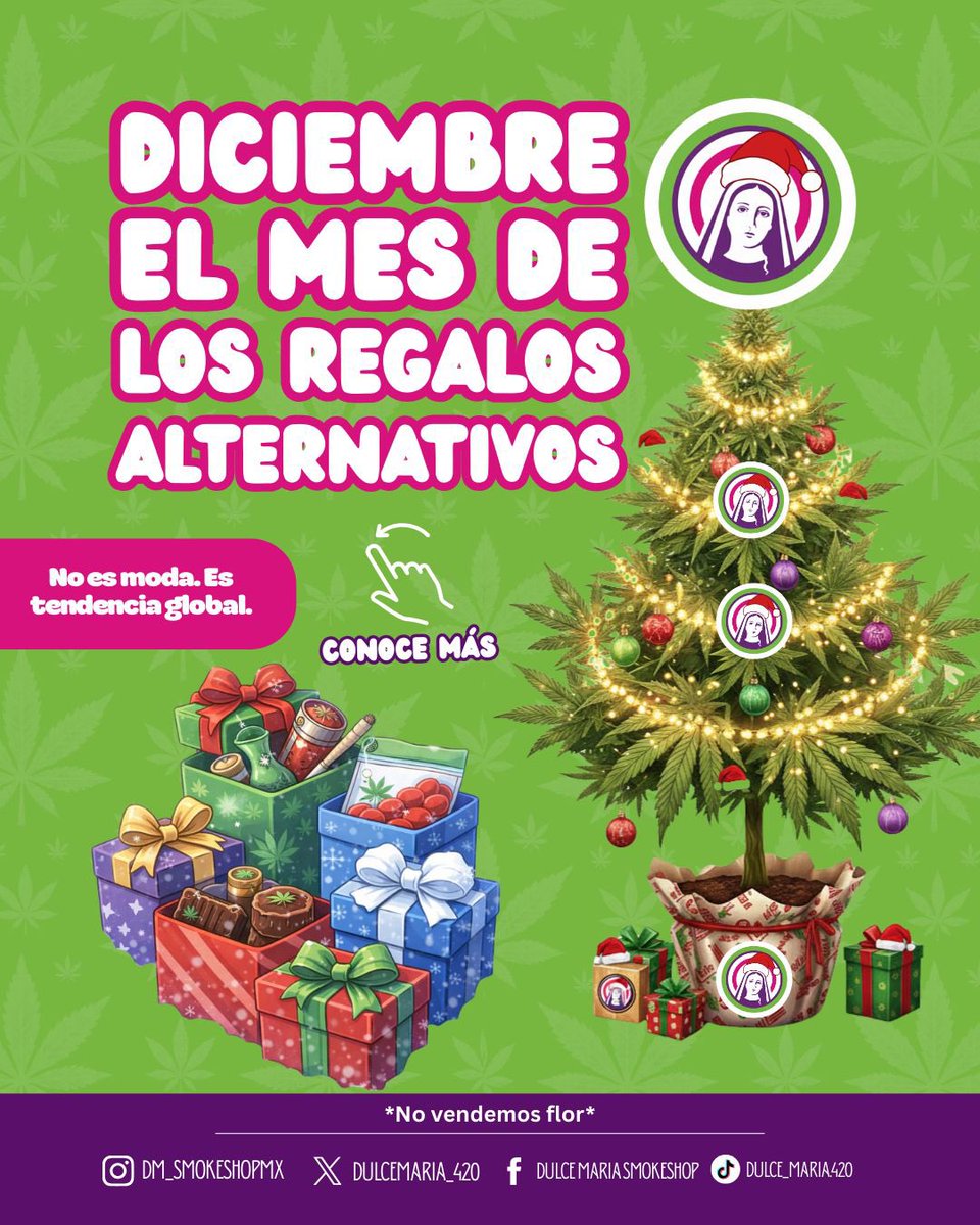 DulceMaria_420's tweet photo. Los datos lo dicen claro:
En diciembre aumentan las búsquedas de 420 gifts, stoner gifts, edibles y accesorios.

¿Por qué?
Porque regalar algo diferente también es una forma de conectar 💚

👉 Mándanos mensaje y te ayudamos a elegir el mejor regalo alternativo esta Navidad. https://t.co/i0ulOezxCr